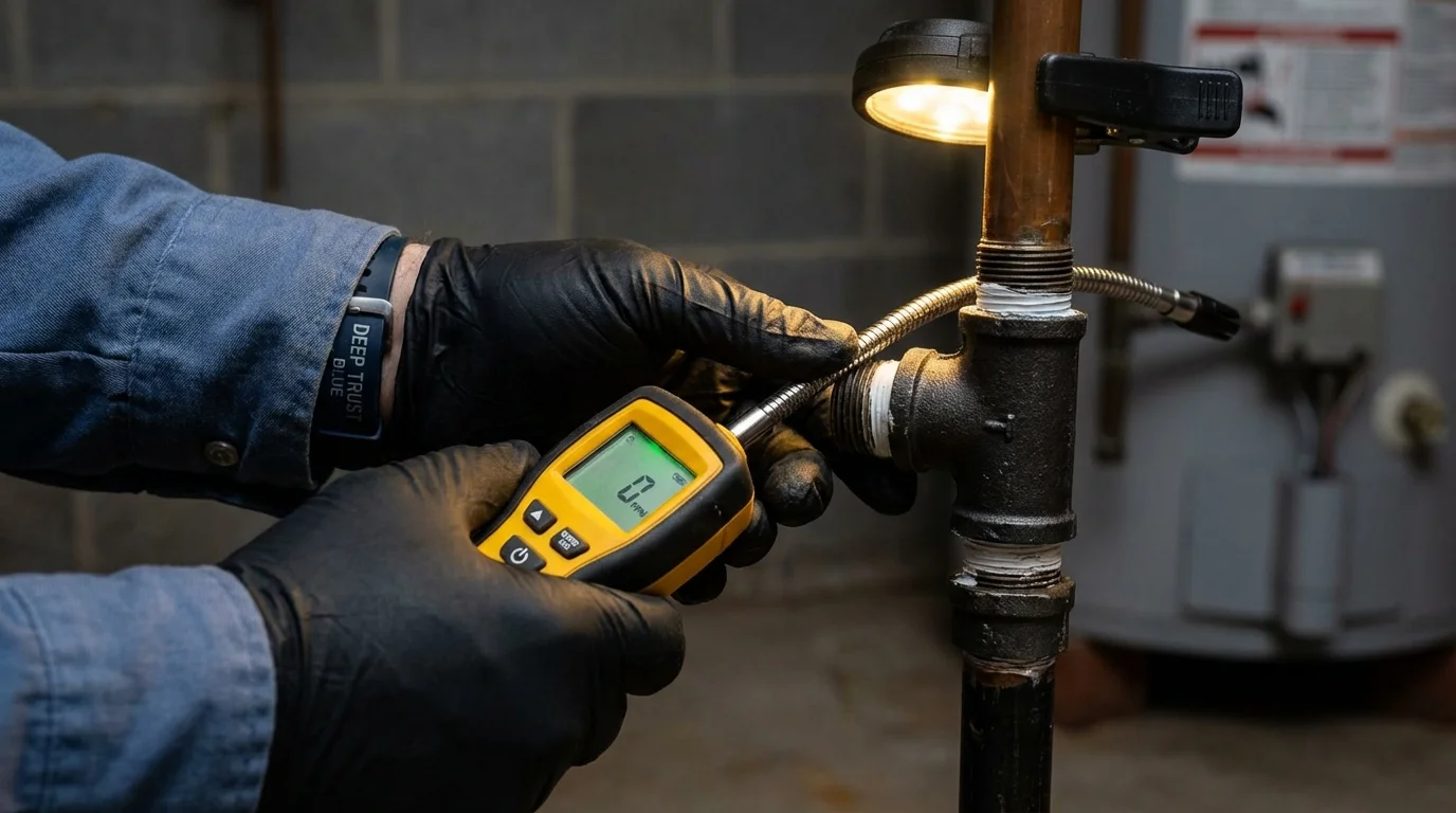 Gas leak detection with electronic sniffer by Johns Plumbing LLC in Wheaton