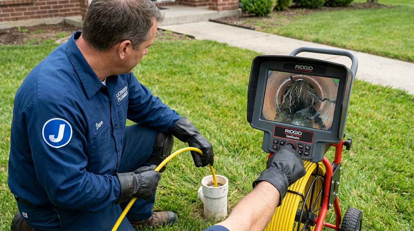 Sewer camera inspection being performed by Johns Plumbing LLC in Wheaton